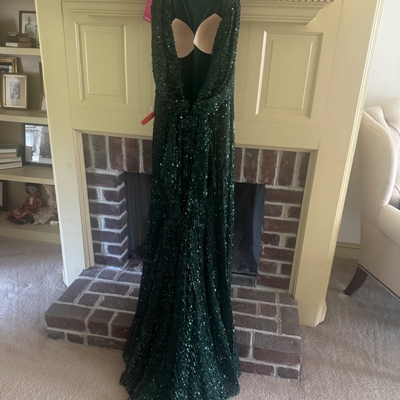 MacDuggal Dark Green Sequined Evening Gown - Picture 2 of 4